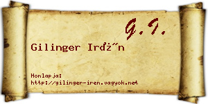 Gilinger Irén névjegykártya